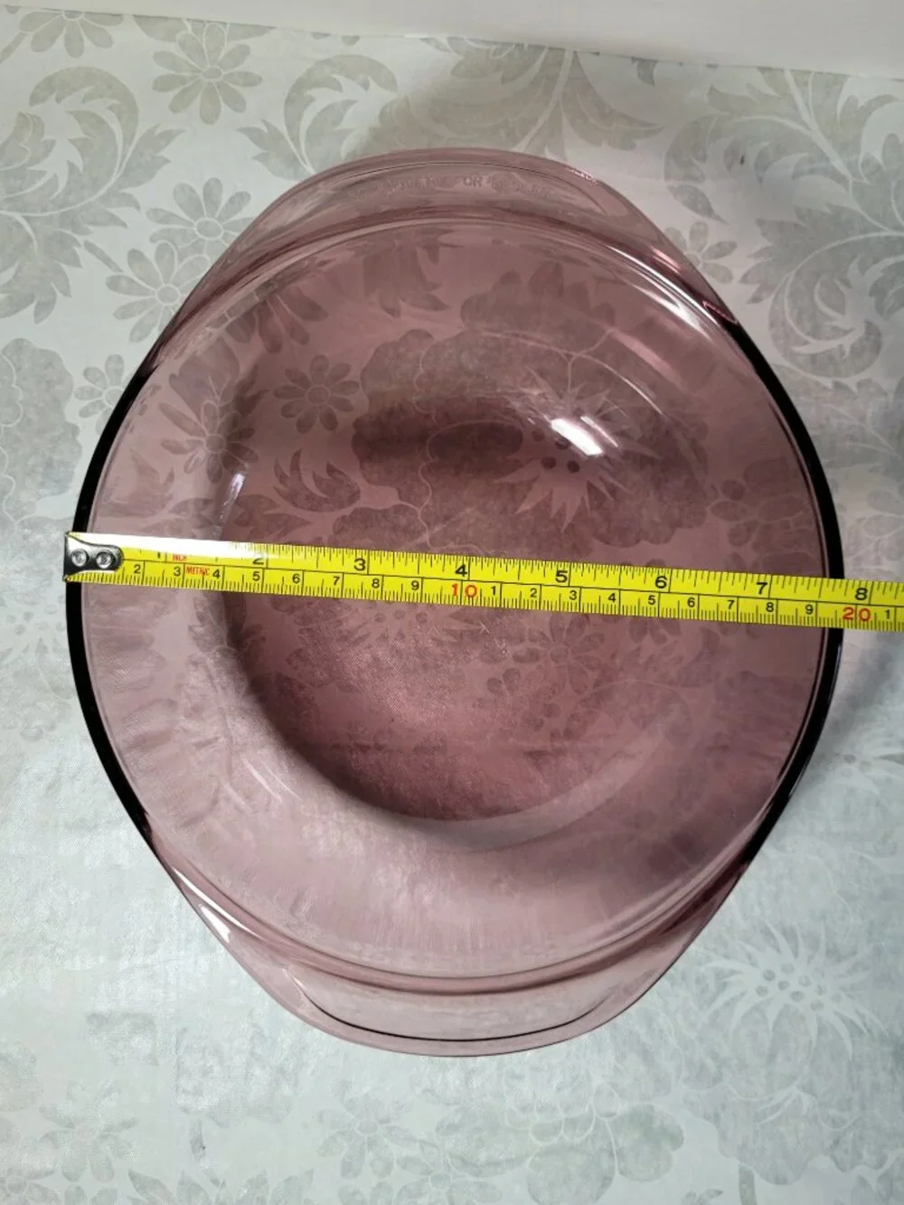 Vintage Pyrex Cranberry Glass Casserole Bowl Dish #023 1.5L 8